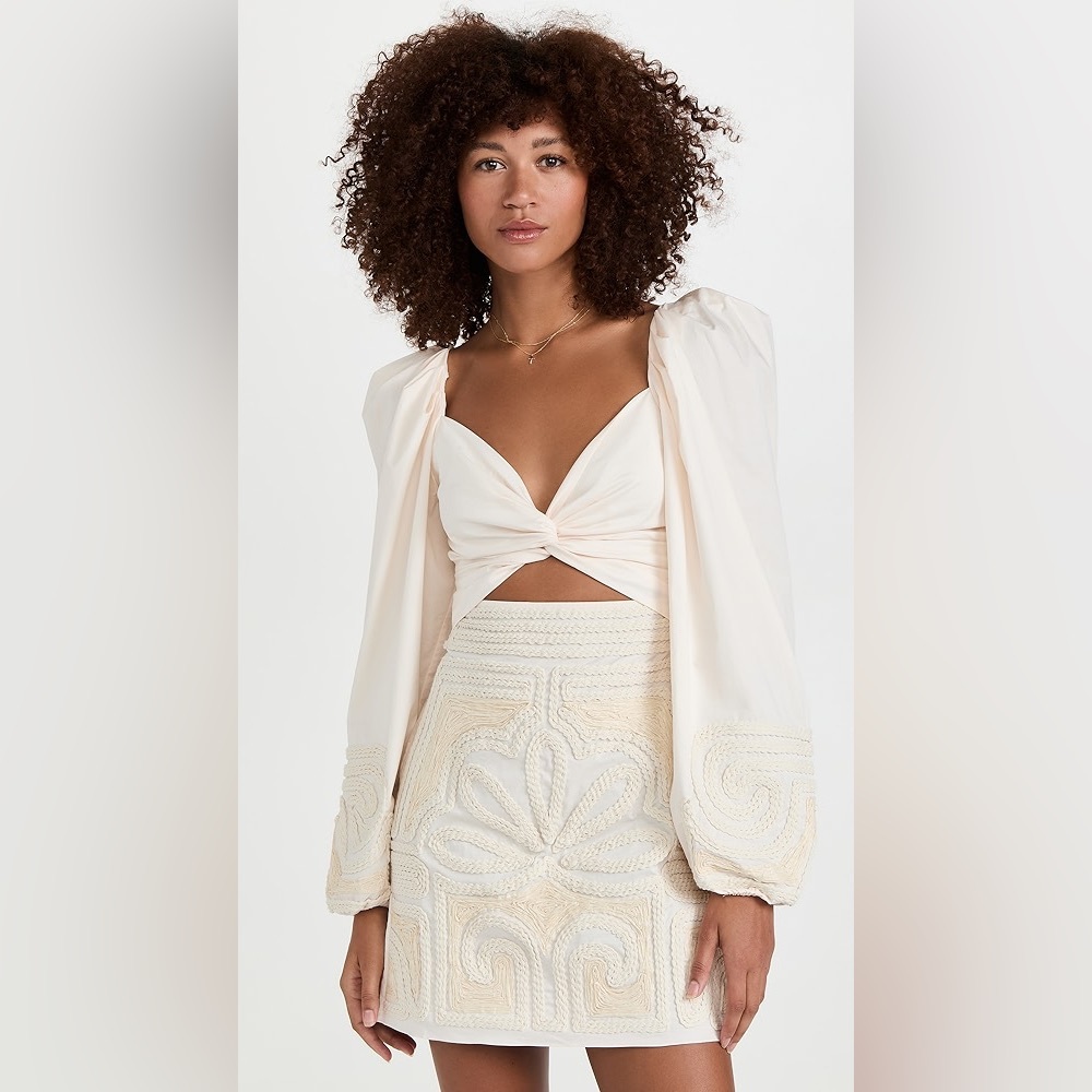 Johanna Ortiz Ecru Tropical Mantra Mini Dress